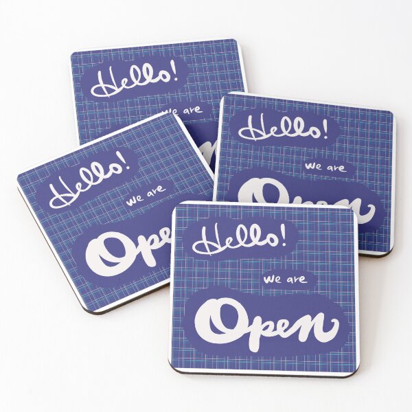Item preview, Hello We are open sign store board shop blue small business designed and sold by Antique-Gifts.
