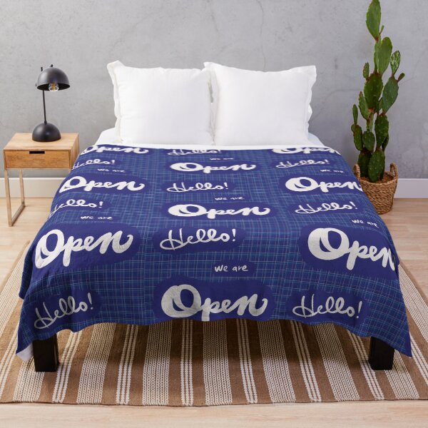 Item preview, Hello We are open sign store board shop blue small business designed and sold by Antique-Gifts.