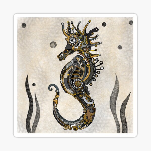 Steampunk Seahorse Sticker