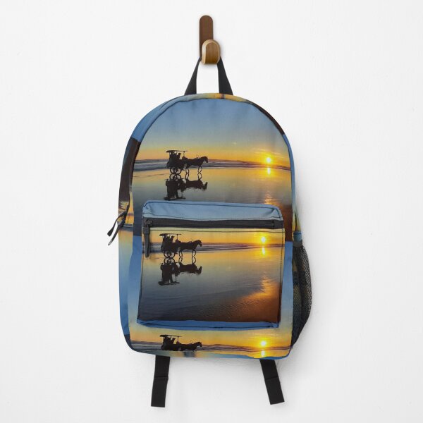 Item preview, A silhouetted horse-drawn carriage on Parangtritis beach at sunset 2 designed and sold by kall3bu.