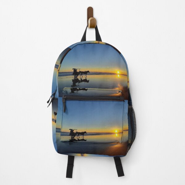 Item preview, A silhouetted horse-drawn carriage on Parangtritis beach at sunset 1 designed and sold by kall3bu.