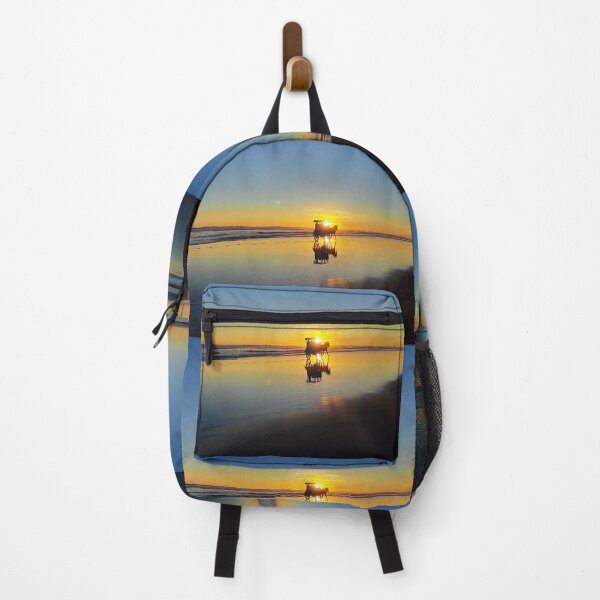 Item preview, A silhouetted horse-drawn carriage on Parangtritis beach at sunset 4 designed and sold by kall3bu.