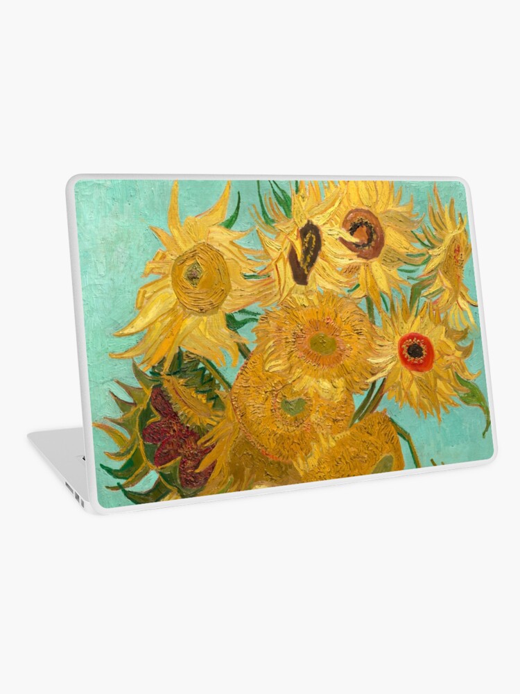 Aperçu 1 sur 2. Skin adhésive d'ordinateur avec l'œuvre Vase avec douze tournesols par Vincent Van Gogh 1889 créée et vendue par fineearth.