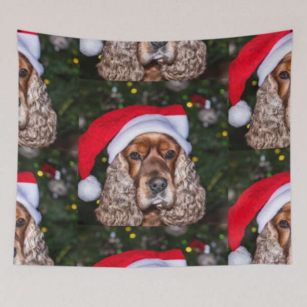Item preview, Cocker Spaniel wearing a santa hat Christmas  designed and sold by fatbanana.