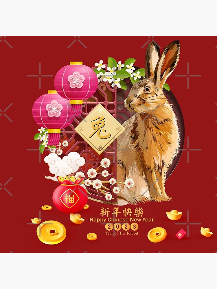 Happy New Year Of The Rabbit Chinese Zodiac Rabbit 2023 Sticker for Sale  by taogiauco