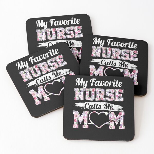 Item preview, RN Gift My Favorite Nurse Calls me Mom Quote Teal Cute Floral designed and sold by Simeon	 Dorelus.