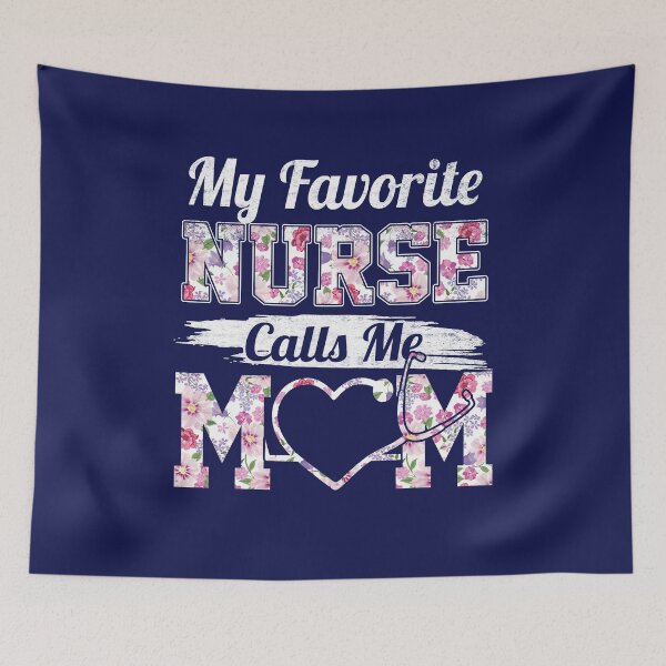 Item preview, RN Gift My Favorite Nurse Calls me Mom Quote Teal Cute Floral designed and sold by Simeon	 Dorelus.