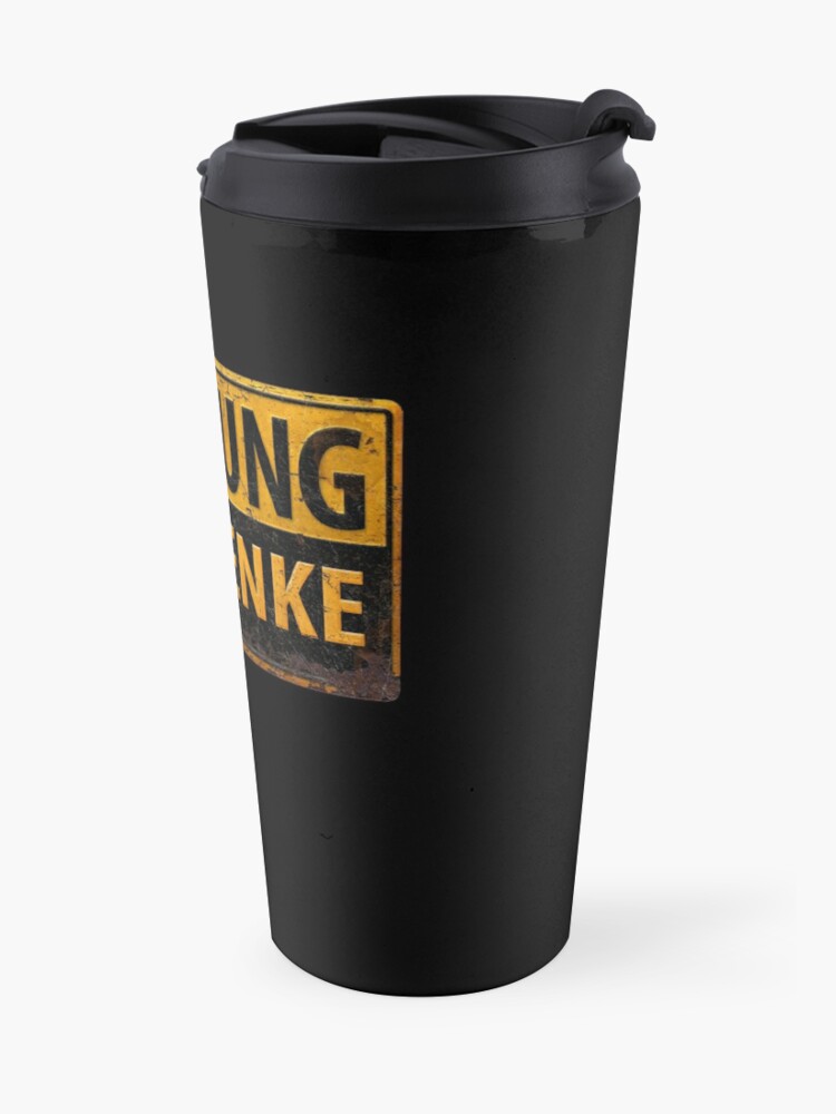 Achtung Ich Denke German Warning Caution Danger Sign Lustig Schild Travel Mug By 26 Characters Redbubble