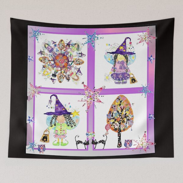 Item preview, Halloween Patchwork Watercolour Collage designed and sold by DefaultOneWorld.