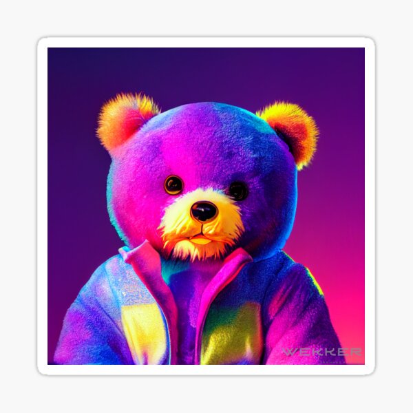 Super colorful teddy bear Sticker for Sale by Stanley de Wekker