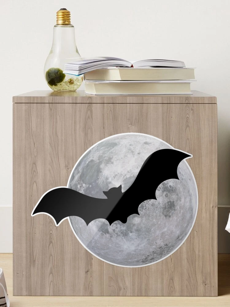 Halloween Vibes - Bat Flying Across the Full Moon Bath Mat for Sale by  humnoo