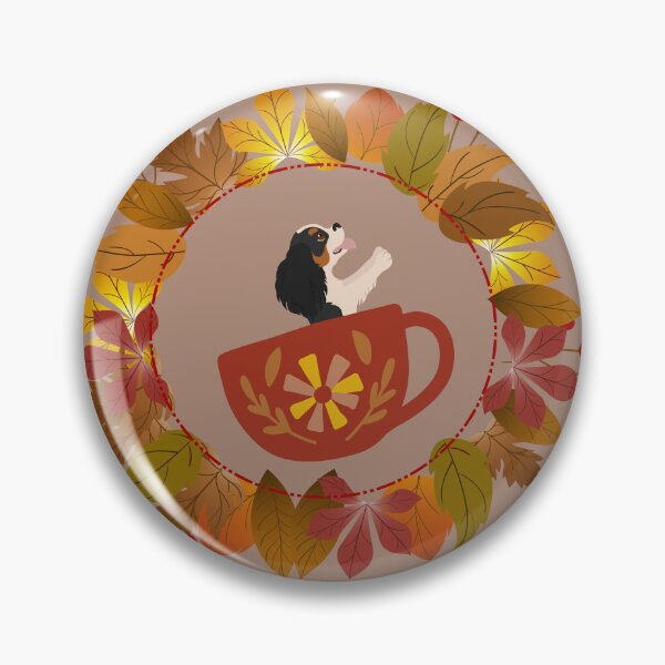 Item preview, Tricolour Cavalier King Charles Spaniel in Mug and Autumn Leaf Circle designed and sold by SeasonalDogs.