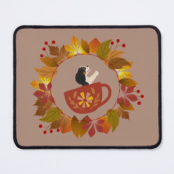 Item preview, Tricolour Cavalier King Charles Spaniel in Mug and Autumn Leaf Circle designed and sold by SeasonalDogs.