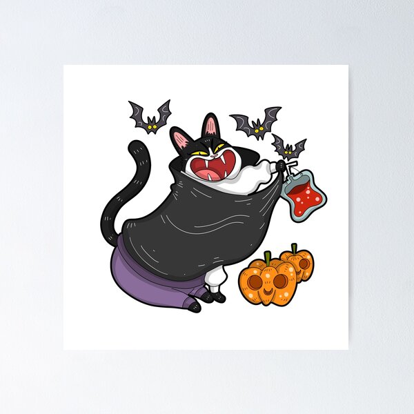 Item preview, Spooky cat vampire horror halloween cat designed and sold by tactooncat.