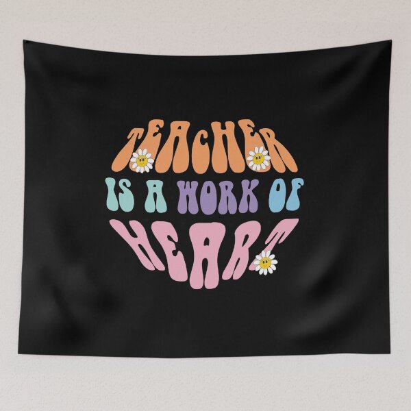 Item preview, Funny Teacher Inspirational Design Quote "teacher is a work of heart" Colorful Back to School Vibes  designed and sold by ghostsanda.