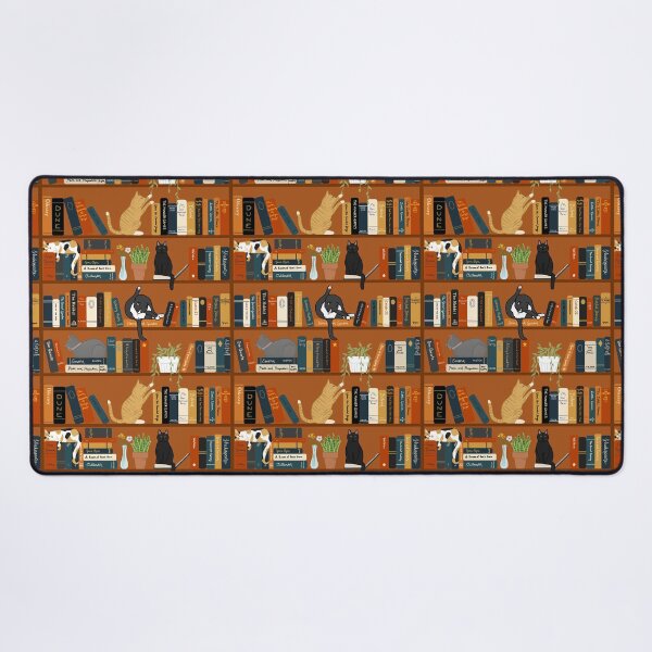 Item preview, Cat Library Pattern | Orange Color Scheme designed and sold by BluebellPainter.