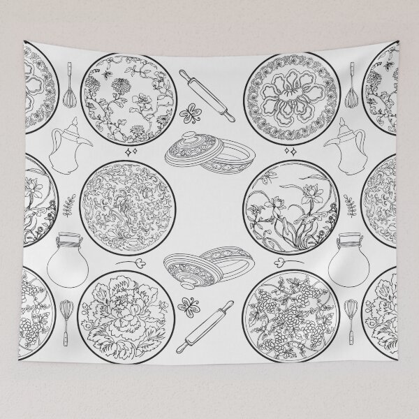 Item preview, Floral Kitchen circular pattern doodle  designed and sold by Ibaa Al Rawahi.
