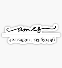Ames, Iowa Coordinates Sticker