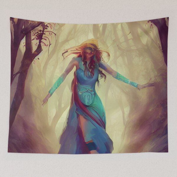 Item preview, Japanese Anime Forest Ghost Good Luck Painting Fall Forest Path Autumn designed and sold by Aniyah.