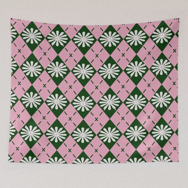 Item preview,  Unique Floral Pink Argyle Knitting Pattern,Argyle Sweater Pattern designed and sold by Tamas Das.