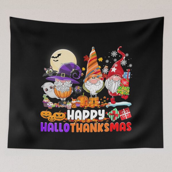 Item preview, Gnomes Halloween Thanksgiving Christmas Happy Hallothanksmas designed and sold by donnaeeqs624.
