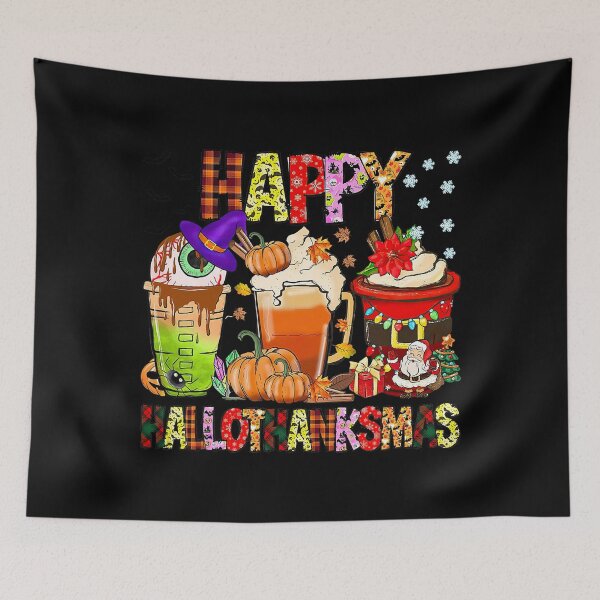 Item preview, Coffee Halloween Thanksgiving Christmas Happy Hallothanksmas designed and sold by donnaeeqs624.