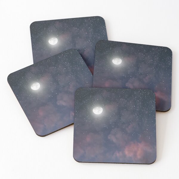 Item preview, Glowing Moon on the night sky through pink clouds designed and sold by Victoria Avvacumova.