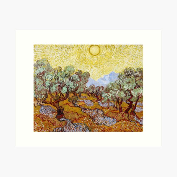 Item preview, Olive Trees with yellow sky and sun, Vincent Van Gogh designed and sold by Vintage Wall Art.
