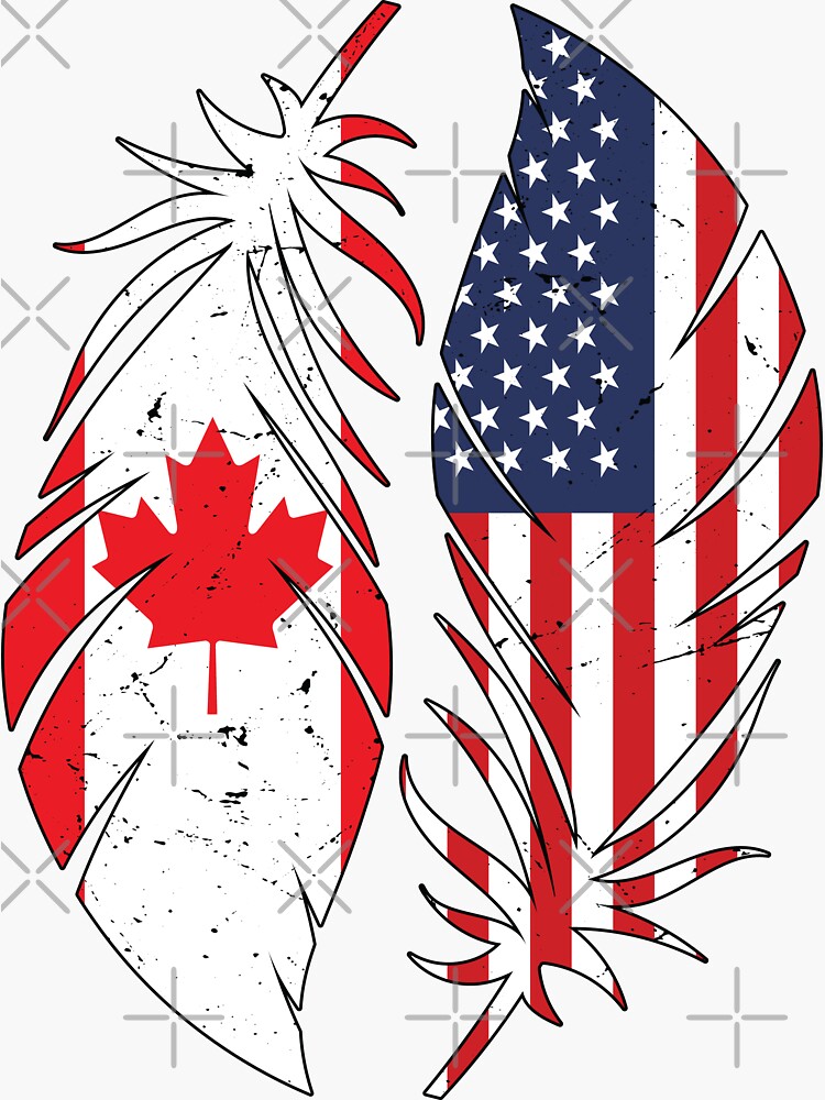 "Half American half Canadian flag shirt Canadian American" Sticker for