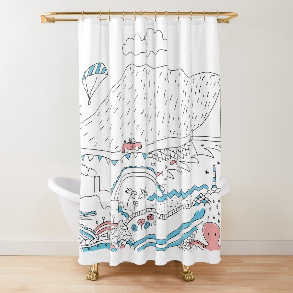 Illustrated Dénia Shower Curtain