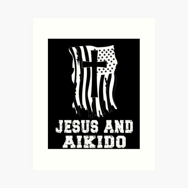 Artikel-Vorschau von Jesus und Aikido. Lustiges Design für Aikidoka und Aikido-Liebhaber!, designt und verkauft von TheKarateStore.