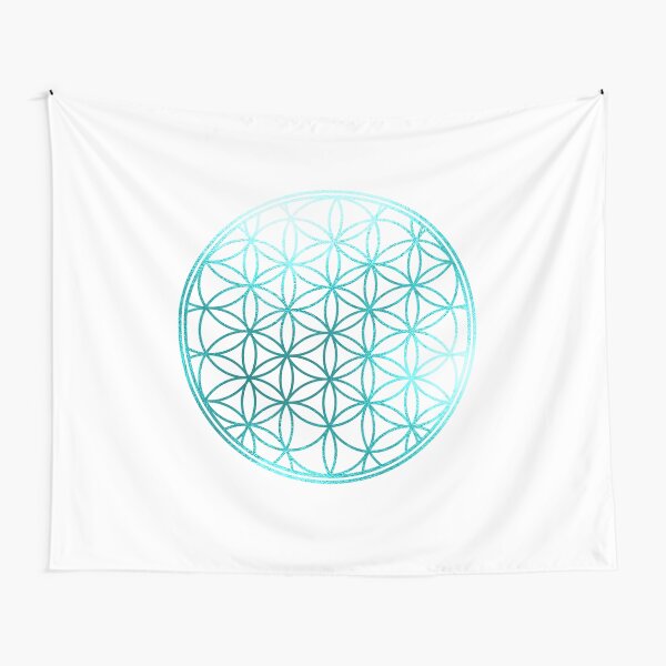 Aperçu de l'œuvre Fleur de vie, Aqua, Faux Foil créée et vendue par PixDezines.