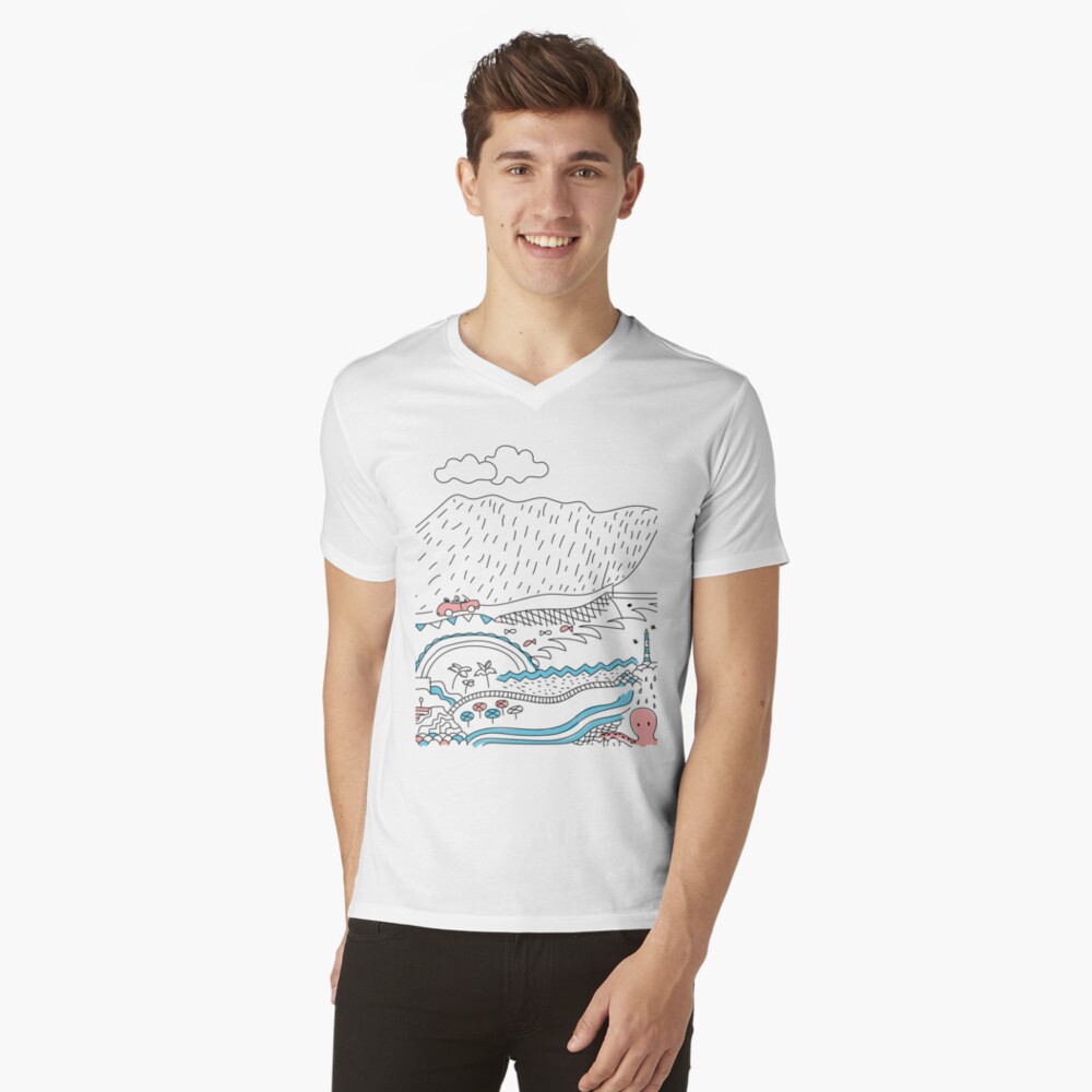 Vista previa del artículo con la obra «Camiseta de cuello en V», diseñado y vendido por AnaidZahori.