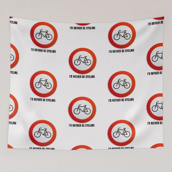 Item preview, I'd rather be cycling! Cycling permitted sign. Illustration and black text. designed and sold by JellyBeenzz.