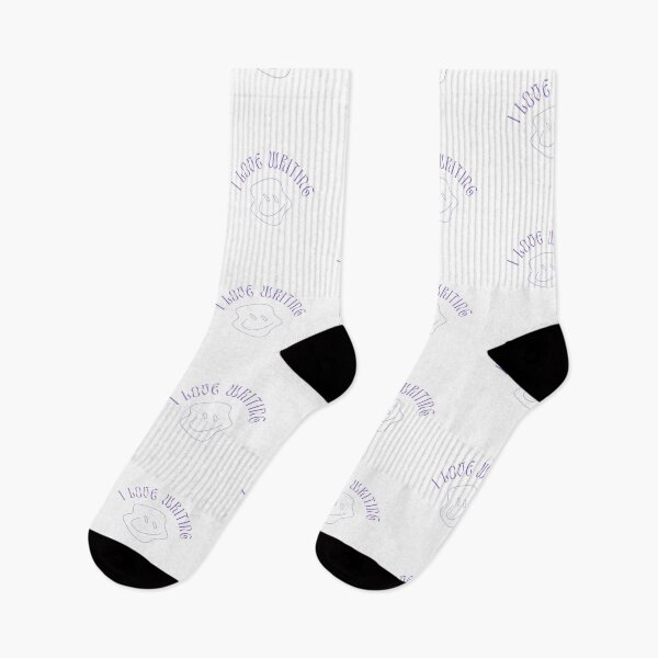 Item preview, I love writing. Purple squiggle smiley face design. designed and sold by CreativeStrand.