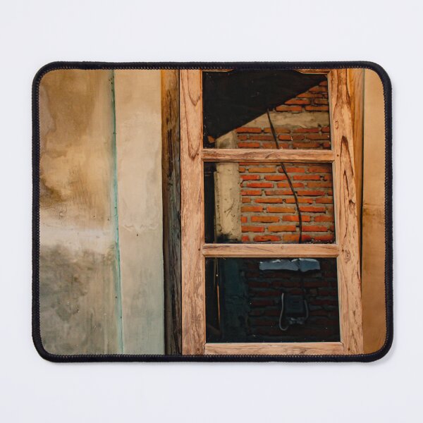 Item preview, Wooden window on yellow brown grained plastered wall. designed and sold by kall3bu.