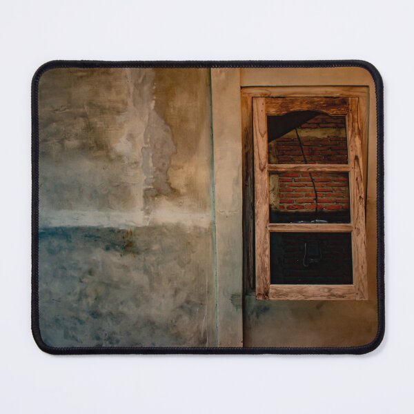Item preview, Brown blue grained plastered wall with wooden window. designed and sold by kall3bu.
