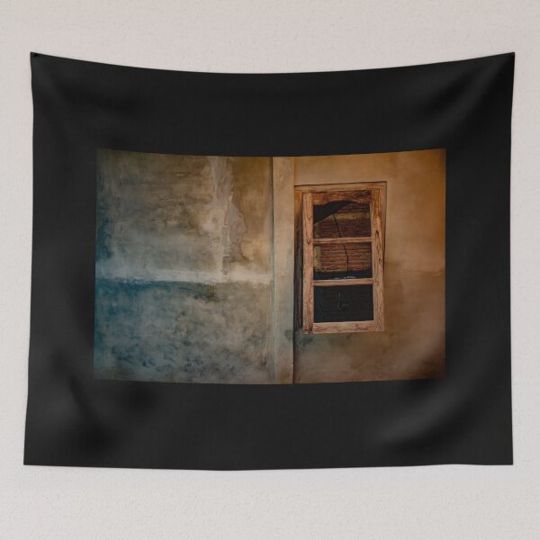Item preview, Brown blue grained plastered wall with wooden window. designed and sold by kall3bu.