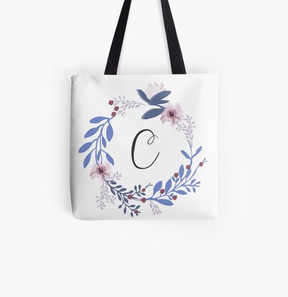 Flowers and the Letter C All Over Print Tote Bag