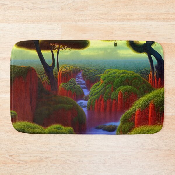 Item preview, Digital Painting Of a Lush Wet Natural Jungle Trees And River designed and sold by NatureFood.