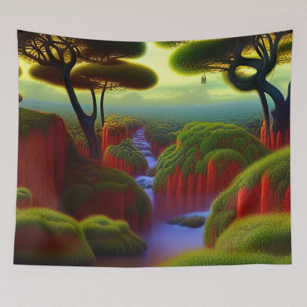 Item preview, Digital Painting Of a Lush Wet Natural Jungle Trees And River designed and sold by NatureFood.