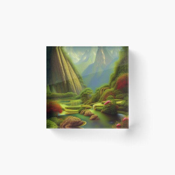 Item preview, Digital Painting Of a Lush Wet Natural Jungle, River And Mountains designed and sold by NatureFood.