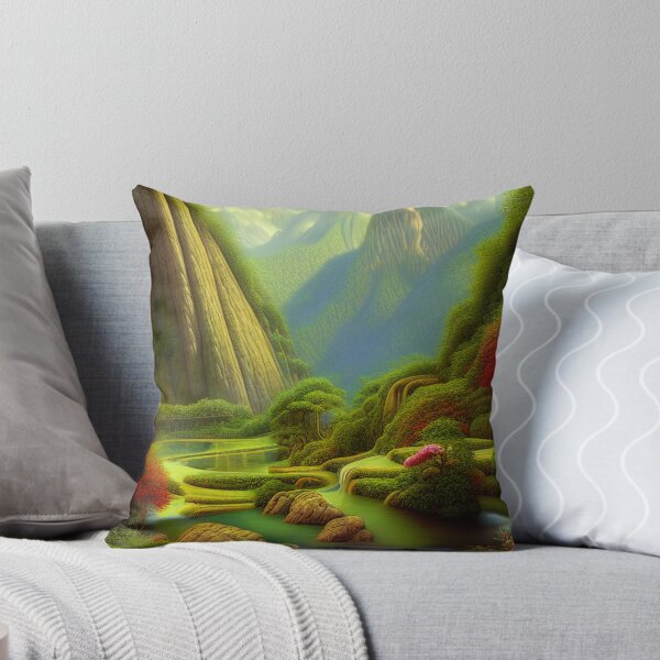 Item preview, Digital Painting Of a Lush Wet Natural Jungle, River And Mountains designed and sold by NatureFood.