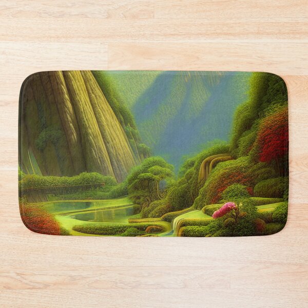Item preview, Digital Painting Of a Lush Wet Natural Jungle, River And Mountains designed and sold by NatureFood.