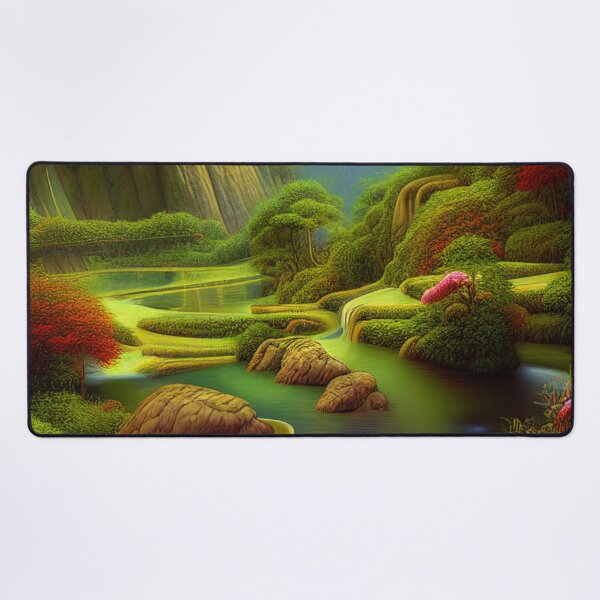 Item preview, Digital Painting Of a Lush Wet Natural Jungle, River And Mountains designed and sold by NatureFood.