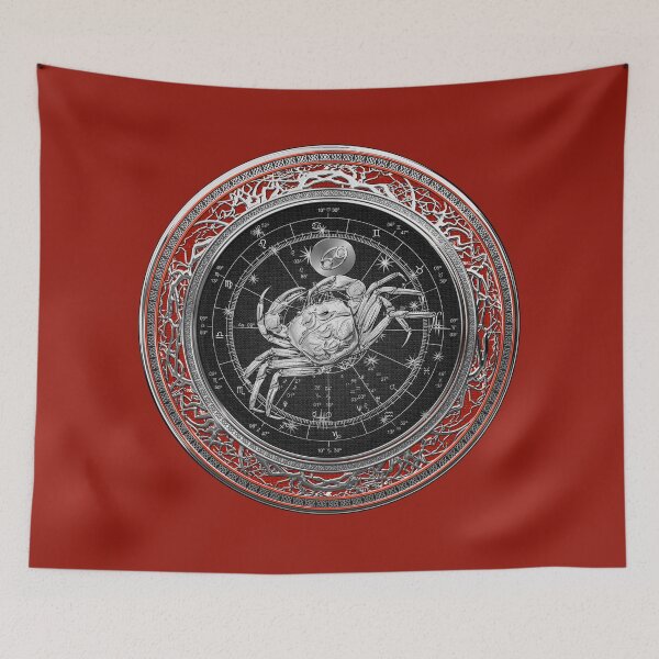 Item preview, Western Zodiac - Silver Cancer - The Crab on Red Velvet designed and sold by Serge Averbukh Art Studio.