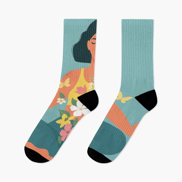 Item preview, Mindfulness, meditation and yoga background in pastel vintage colors with women sit with crossed legs and meditate illustration. designed and sold by AngelinaBambina.