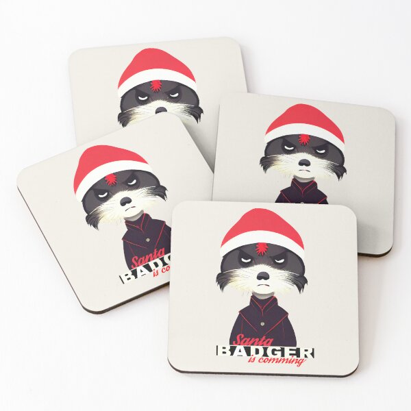 Item preview, A Christmas badass badger in a Santa Claus hat designed and sold by KOTOdesign.