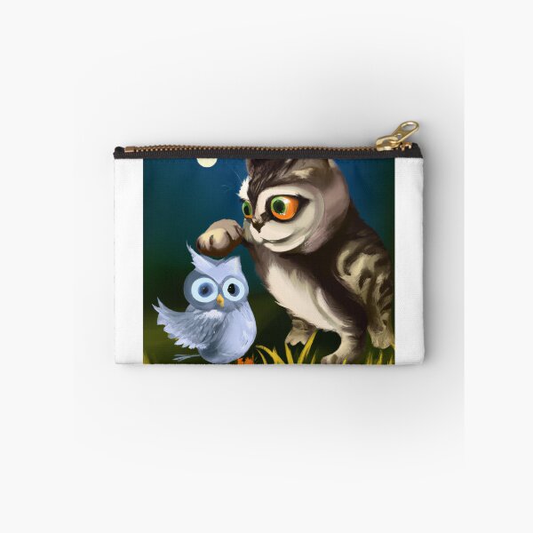 Item preview, a cat and an owl playing designed and sold by shirtkosa.