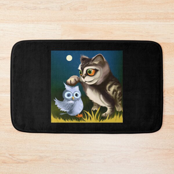 Item preview, a cat and an owl playing designed and sold by shirtkosa.